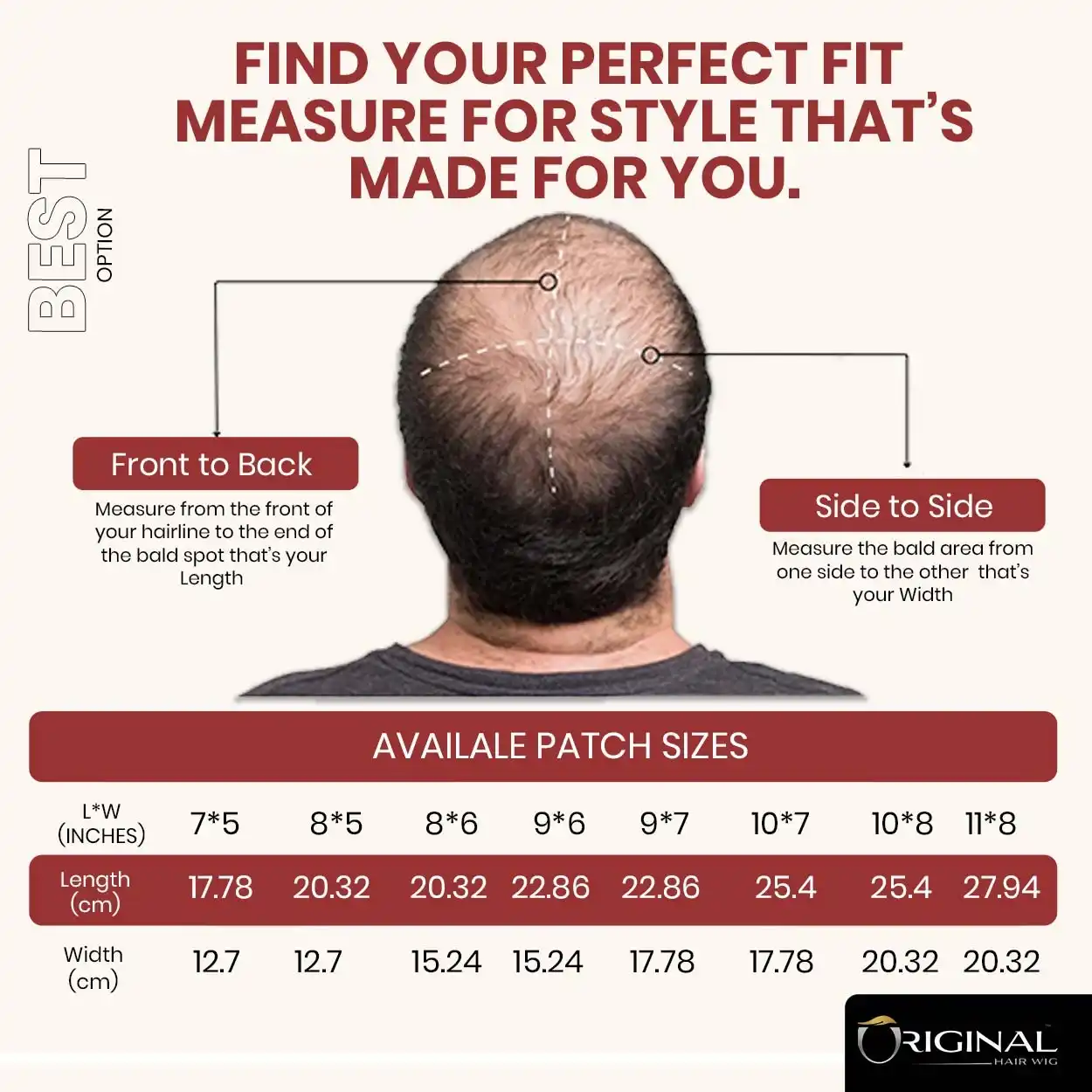 Golden Mirage Front Lace Hair Patch Top View Base Design Size Guide Image